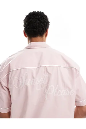 Pull&Bear – Hemd in mit gesticktem Schriftzug auf dem Rücken