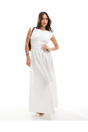 4th & Reckless – Drapiertes Maxikleid aus Popeline in mit tief angesetztem Bund
