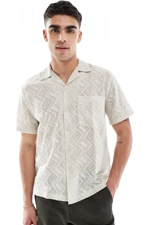 Only & Sons – Freizeithemd aus Spitze in hellem Beige