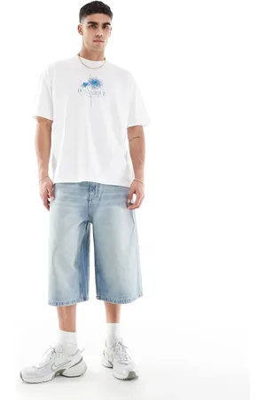 Pull&Bear – Sehr weite Jeansshorts in verwaschenem