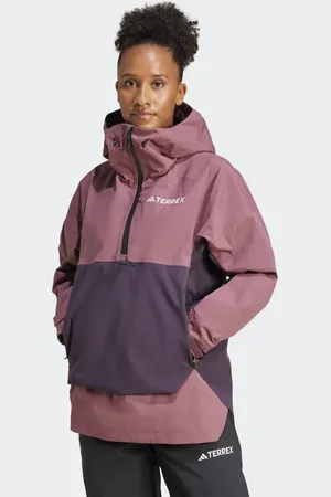 adidas Terrex – Xperior 2l RAIN.RDY – Anorak in Burgunderrot und Aurora Black