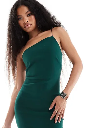 Vesper – Figurbetontes Midaxi-Kleid in Tannengrün mit One-Shoulder-Träger