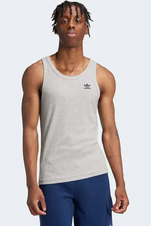 adidas – Trefoil Essentials – Tanktop in meliertem Mittelgrau