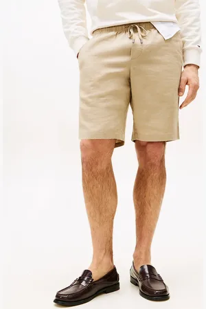 Tommy Hilfiger – Harlem – Locker geschnittene Shorts aus Leinen-Mix in Beige