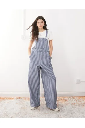 Reclaimed – Latzhose in Jeansblau mit Nadelstreifen