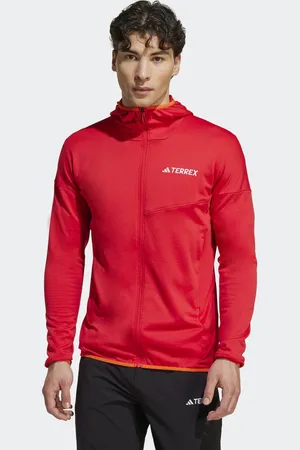 adidas Terrex – xperior climawarm – Leichte Fleece-Jacke in Pure Ruby mit Kapuze