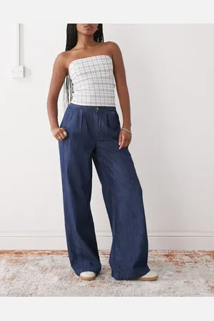 Reclaimed – Elegante Hose aus Chambray-Denim mit weitem Bein