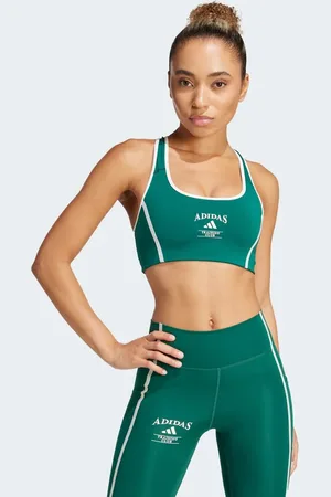 adidas – Powerimpact – Retro-BH in College- /Kreideweiß mit mittlerer Stützkraft
