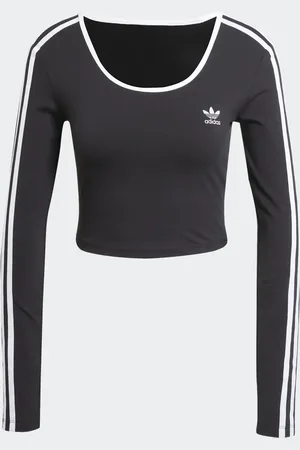 adidas – Adicolor – Langärmliges Cropped-Shirt in mit 3-Streifen-Logo