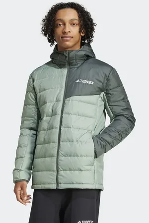 adidas Terrex – Multi – Leichte Daunenjacke in Silbergrün und Legend Ivy
