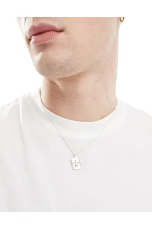 ASOS – Silberfarbene Halskette mit rechteckigem St. Christophorus-Anhänger