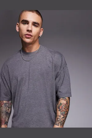 ASOS – Kastiges Oversize-T-Shirt in überfärbtem, meliertem Anthrazit