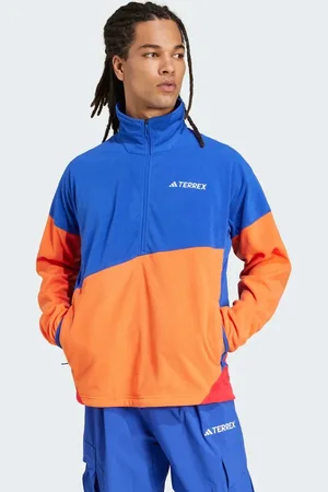 adidas Terrex – Multi climawarm – Fleece-Anorak in Semi Lucid Blue / Semi Impact Orange