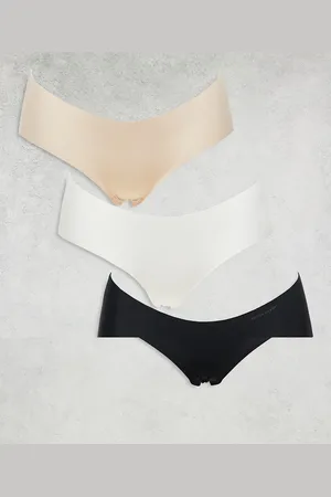 Cotton On Cotton On – Nahtlose Slips mit Spitze im Multipack in Schwarz, Frappé und Creme