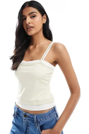 ASOS – Zweilagiges Camisole-Oberteil in Buttermilchgelb