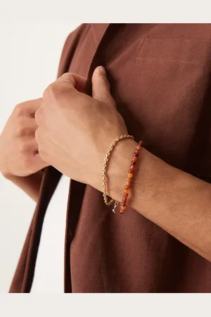 ASOS – Mehrfarbige Bernstein- und Kettenarmbänder im 2er-Pack