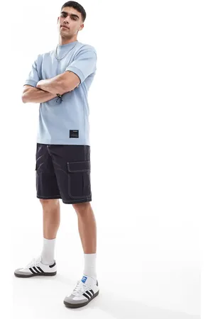 Pull&Bear – Kastiges T-Shirt in Petrolblau