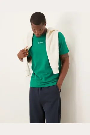 GANT – T-Shirt in Mittelgrün mit mittigem Logo