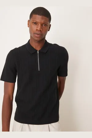 Abercrombie & Fitch – Kurzärmliges, gestricktes Polohemd in mit kurzem Reißverschluss