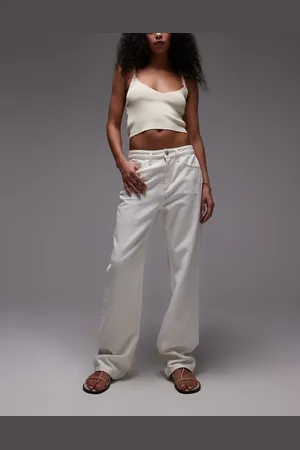 MANGO – Matilda – Jeans in Wollweiß mit geradem Bein