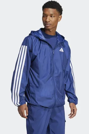 adidas Essentials – Windjacke in Dunkelblau und Weiß mit 3-Streifen-Logo