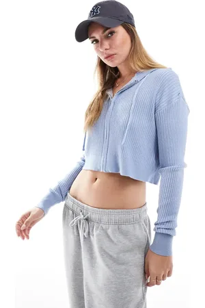 Cotton On Cotton On – Zip it Good – Strickjacke in Nebelblau mit Kapuze