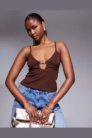 ASOS – Camisole-Oberteil in mit Körbchen und goldfarbenem Besatz