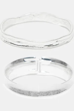 Reclaimed – 2er-Pack Armreife in Silberoptik und mit geschmolzenem Design