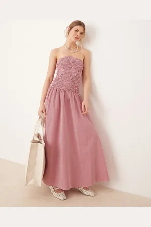 Glamorous – Gesmoktes Maxikleid mit tiefer Taille und rotem Vichy-Karo