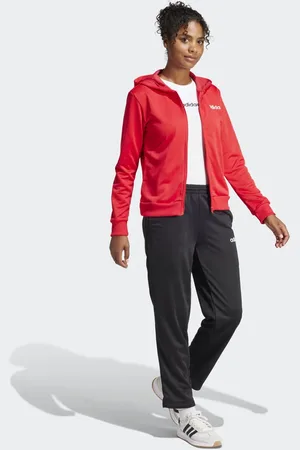 adidas Essentials – Trainingsanzug in Pure Ruby mit linearem Detail