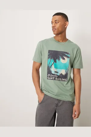 GANT – T-Shirt in Hellgrün mit „St Lucia Sailing“-Print