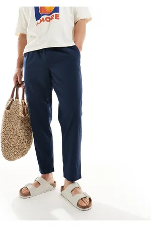 JACK & JONES – Schmal zulaufende Hose aus Leinen in mit Tunnelzug