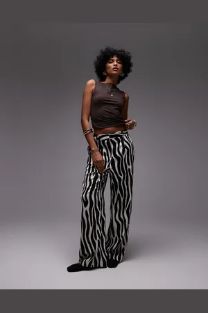 MANGO – Satinhose in mit Zebramuster und geradem Bein