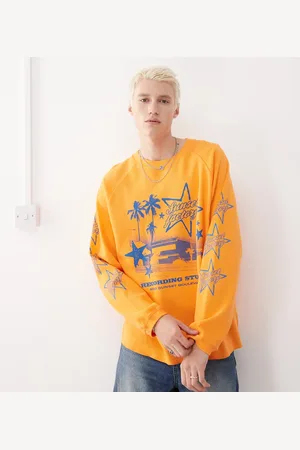 COLLUSION – Langärmliges Skater-Shirt in mit blauem Print