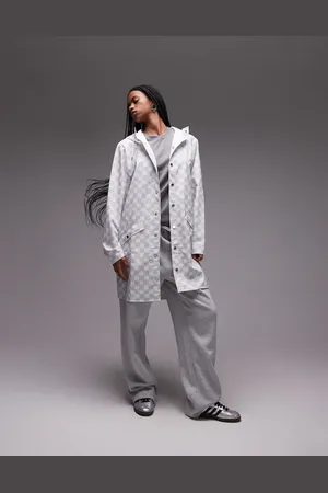 Rains – 12020 – Wasserdichte, lange Jacke mit hellem Schachbrettmuster