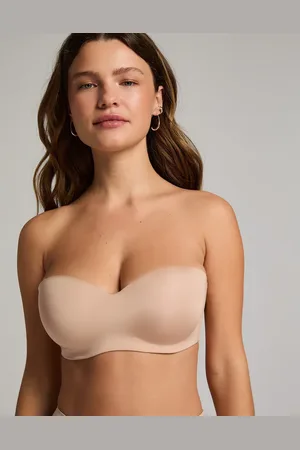 Hunkemöller Hunkemöller – Smooth – Trägerloser wattierter Push-up-BH in Beige mit Bügel