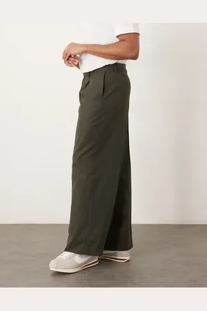 ASOS – Elegante Hose in Anthrazit aus gebürstetem Material mit lockerem Beinschnitt und Bundfalten vorn