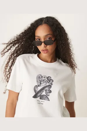 SELECTED Femme x Nous Vous – Kastiges T-Shirt in mit Brust-Print