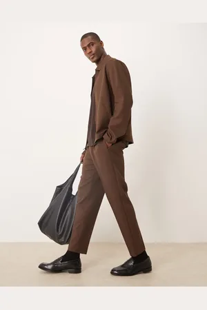 ASOS – Elegante, schmal zulaufende Hose in mit Fischgrätmuster und elastischem Bund, Kombiteil