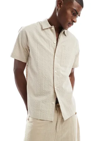 JACK & JONES Premium – Seersucker-Hemd in Creme