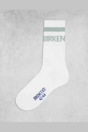 Birkenstock – Unisex-Crew-Socken aus Baumwolle in mit Streifen in reinem Salbeigrün