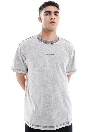 G-Star – Oversize-T-Shirt in schwarzer Acid-Waschung mit mittigem Logoprint