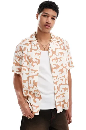 Only & Sons – Hemd mit Print in dunklem Orange mit Reverskragen