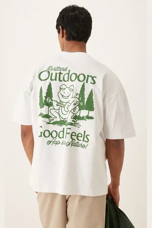 ASOS – Schweres T-Shirt in mit „Outdoors“-Print, 240 g