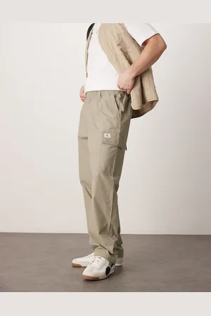 Calvin Klein – Cargohose aus Popeline in Beige