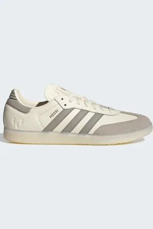 adidas – Samba Messi – Fußballschuhe in Cream White / Light Brown / Gold Metallic