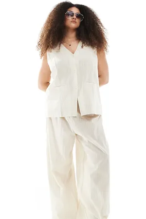Esmée Esmée Curve – Exklusive Strandhose in Beige und Weiß gestreift, Kombiteil