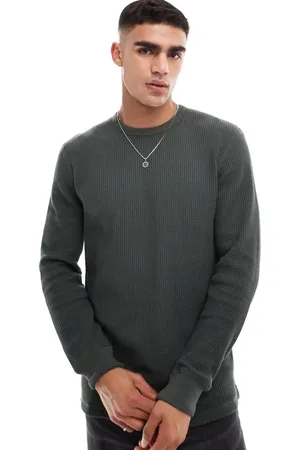 Cotton On Cotton On – Langärmliges Shirt in Army- mit grober Waffelstruktur
