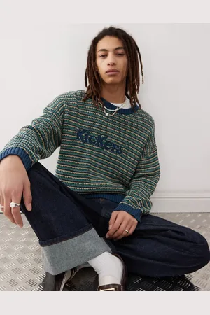 Kickers – Gestreifter, kastiger Strickpullover mit marineblauem „“-Logo