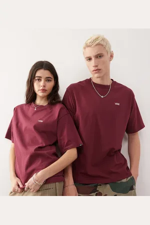Vans – T-Shirt in Burgunderrot mit Logo auf der linken Brust, exklusiv bei ASOS